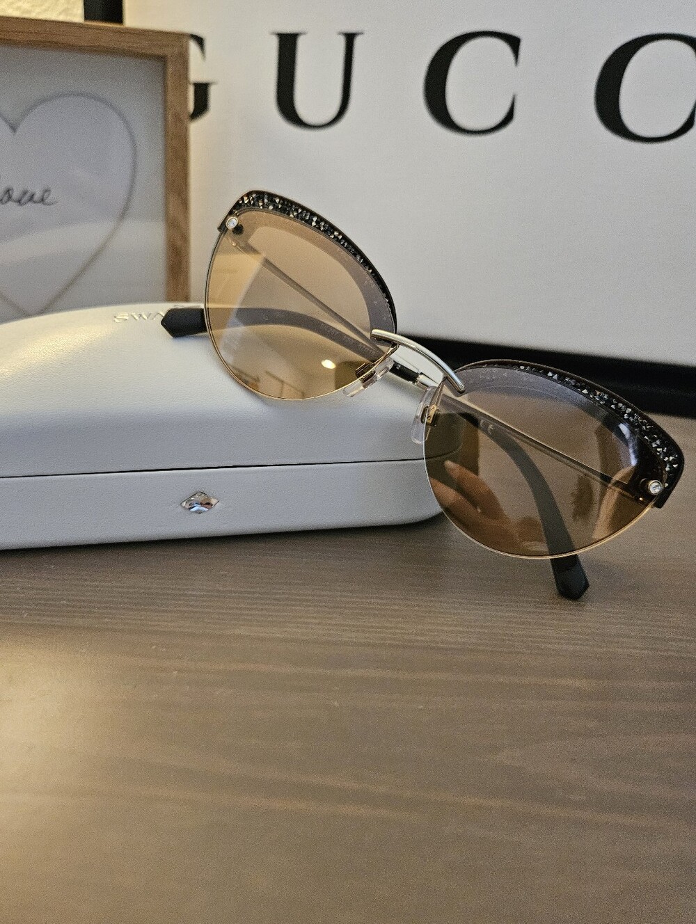NEW - Swarovski Crystal Mirror Cat Eye Sunglasses